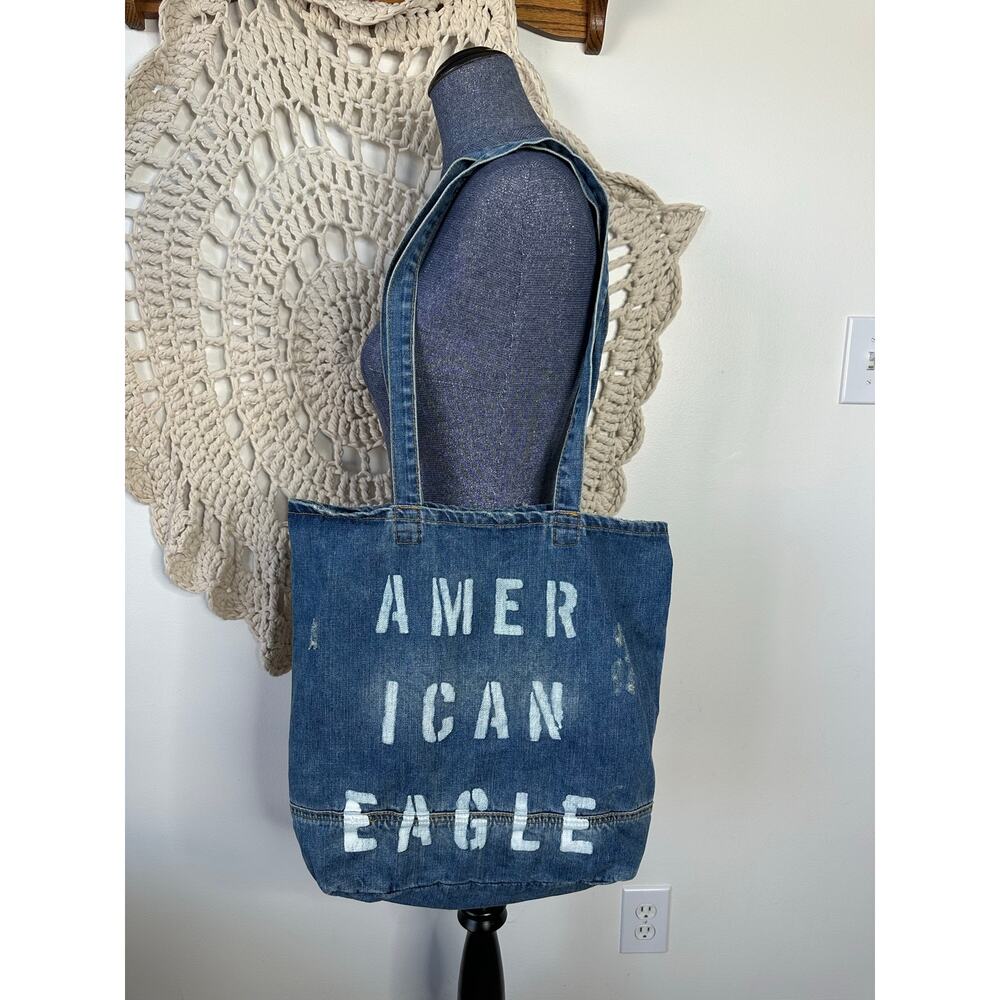 American Eagle Distressed Denim Tote Bag